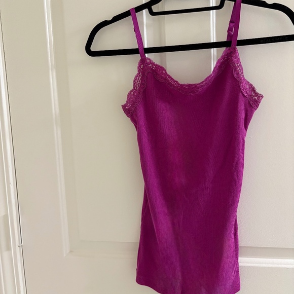 Faded Glory Magenta Lace Trim Cami Tank Top | Size S - Picture 1 of 2